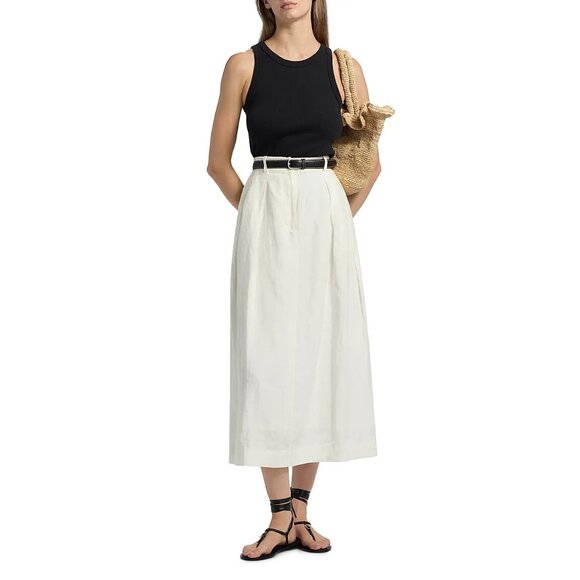 JENNI KAYNE Annabel Linen Midi Skirt Ivory NWT